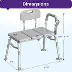 KEKOY Shower Transfer Bench for Bathtub 400LBs, FSA/HSA Eligible Tub Bath Shower Chair Seat, Height Adjustable Shower Stool for Elderly, Disabled, Grey