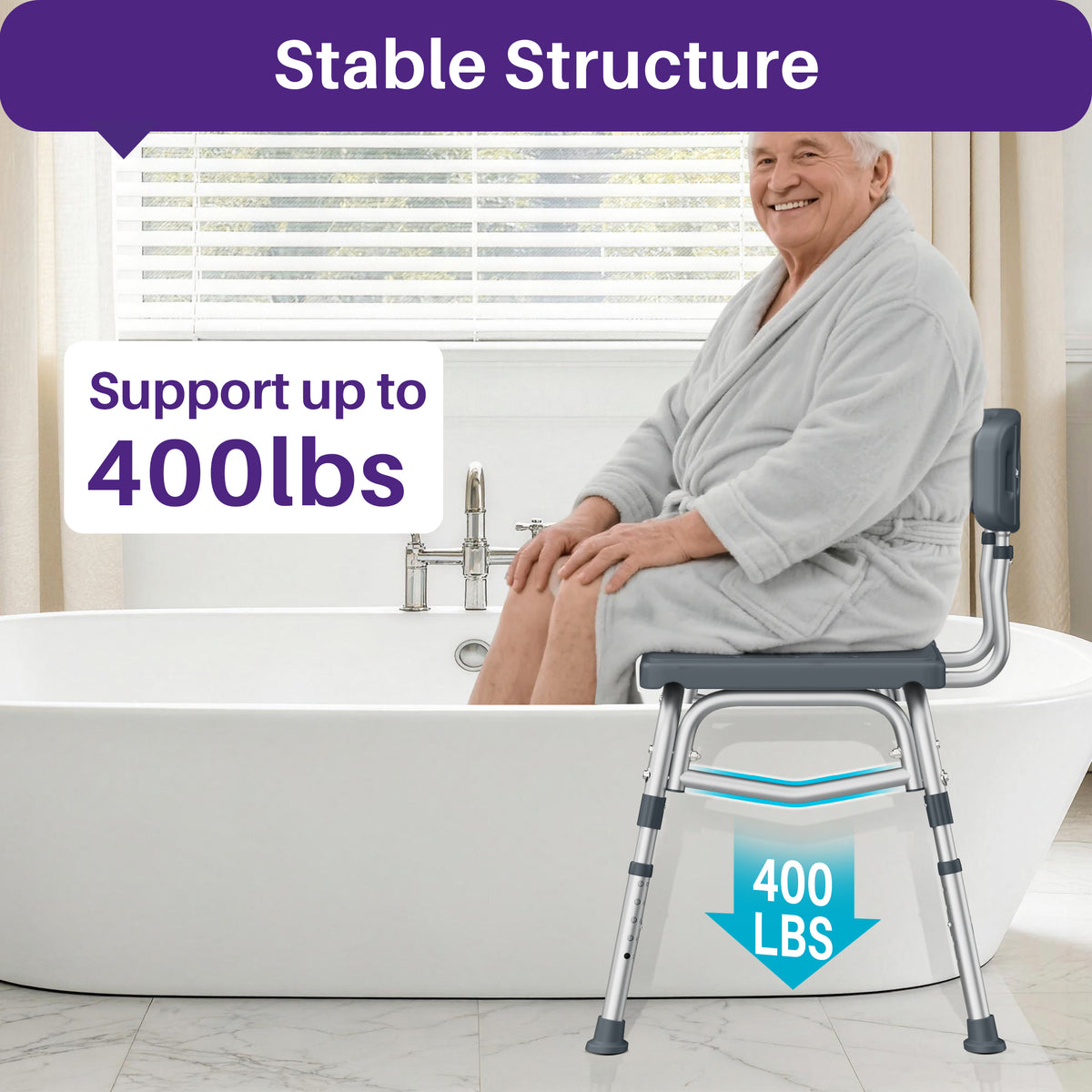 KEKOY Tub Transfer Bench for Bathtub and Showers, Adjustable Shower Bench, Bath Shower Chair Seat 400LBs for Elderly, Adults and Disabled