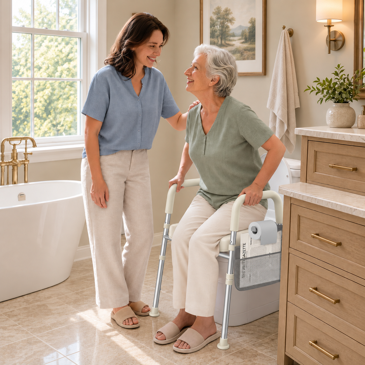 Kekoy Toilet Seat Riser for Seniors, Raised Toilet Seat with Handles, Fsa Hsa Eligible 400lb Elevated Toilet Risers, Tool-Free Assembly with Adjustable Height & Width