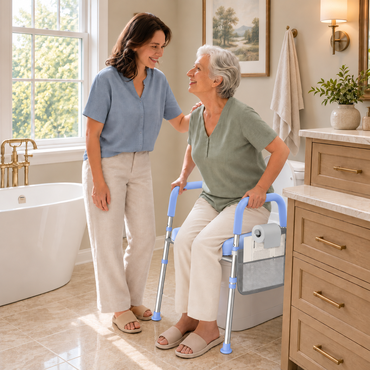 Kekoy Toilet Seat Riser for Seniors, Raised Toilet Seat with Handles, Fsa Hsa Eligible 400lb Elevated Toilet Risers, Tool-Free Assembly with Adjustable Height & Width