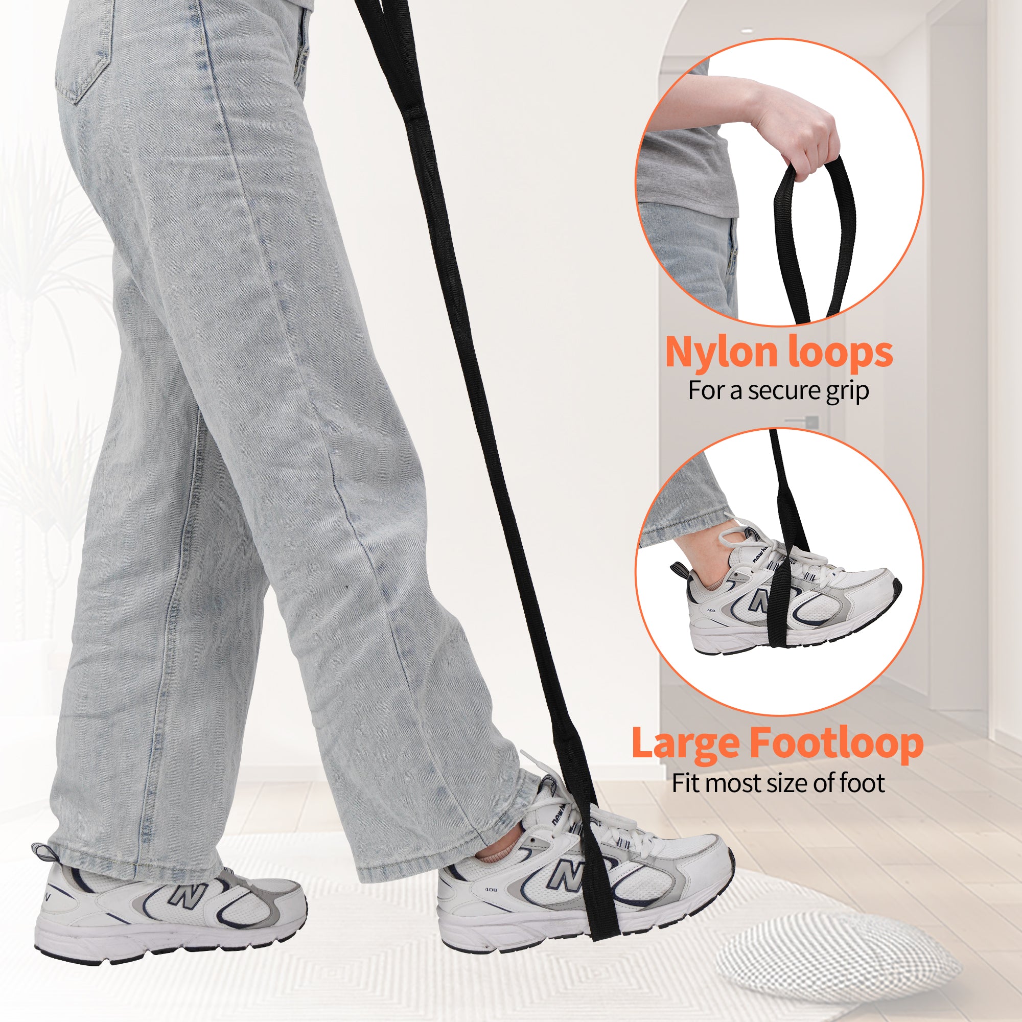 KEKOY Leg Lifter Strap, Rigid Foot Loop, Mobility Aid for Hip & Knee Replacement, Wheelchair, Handicap, Disability, 40.5" Long