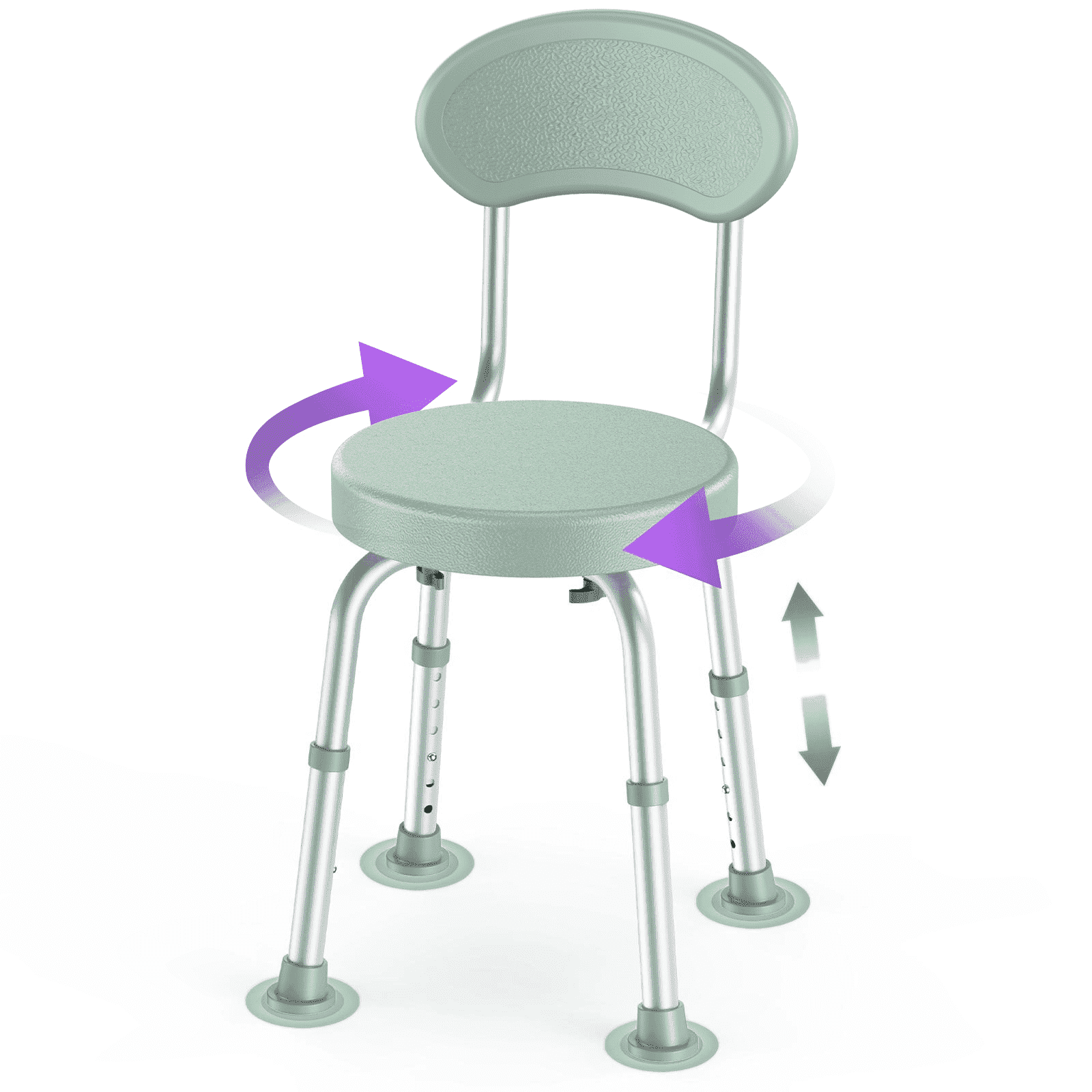 Kekoy Swivel Shower Chair, 360° Rotating Shower Seat with Backrest for Elderly and Disabled, Height Adjustable Tub Bench for Inside Shower Stool & Bath Tub Seat for Narrow Space
