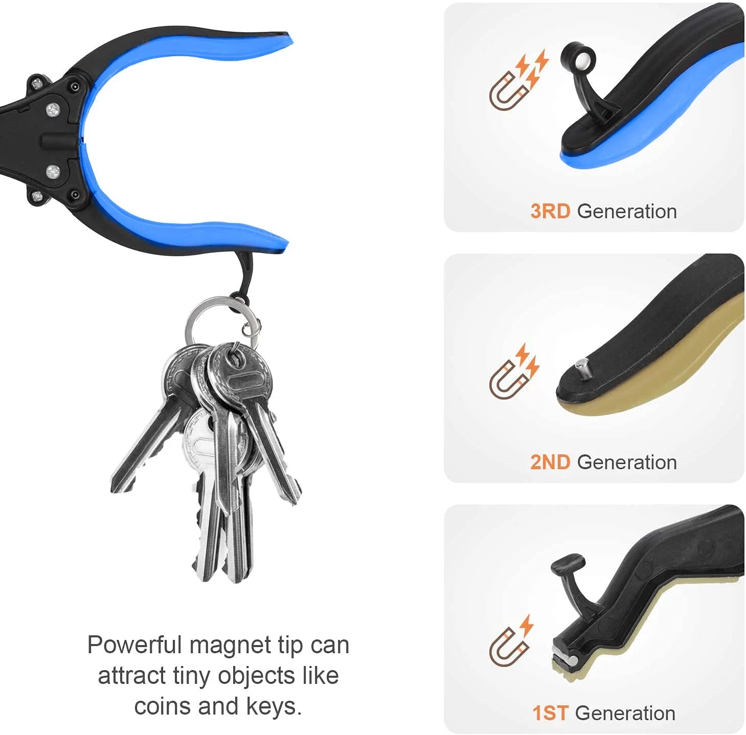 KEKOY 22" Reacher Grabber Tool with Headlight, Mobility Aid Reaching Tool, blue