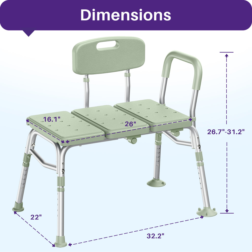 KEKOY Tub Transfer Bench for Bathtub and Showers, Adjustable Shower Bench, Bath Shower Chair Seat 400LBs for Elderly, Adults and Disabled