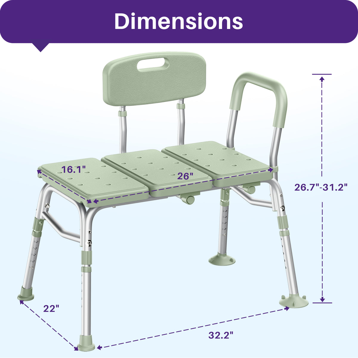 KEKOY Tub Transfer Bench for Bathtub and Showers, Adjustable Shower Bench, Bath Shower Chair Seat 400LBs for Elderly, Adults and Disabled