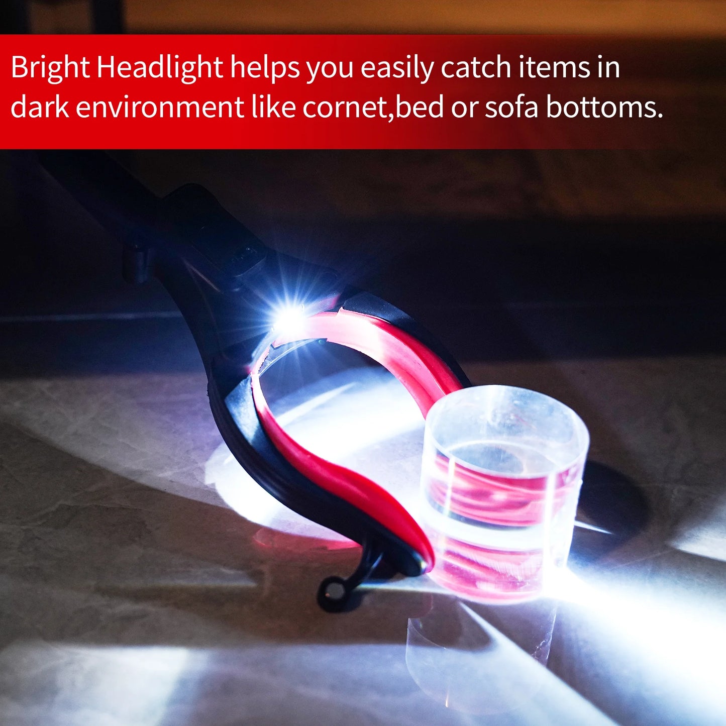 KEKOY 32 Inch Grabber Reacher Tool, Foldable Grabber with Light, Extra Long Grabbers for Elderly Grab It Reaching Tool, Trash Pick up Stick, Picker Upper Heavy Duty, Red