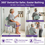 Kekoy Swivel Shower Chair, 360° Rotating Shower Seat with Backrest for Elderly and Disabled, Height Adjustable Tub Bench for Inside Shower Stool & Bath Tub Seat for Narrow Space
