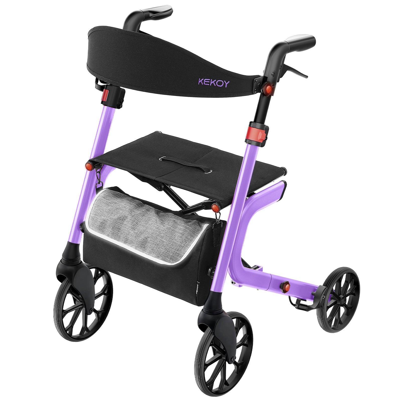 KEKOY Rollator Walker with Seat for Seniors, Walkers for Seniors with Seat, 400 lbs, K-Frame Reinforced, Hidden Brake Cables, 10" TPR All-Terrain Wheels, 8-Level Adjustable Height, Foldable, Purple