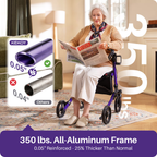 KEKOY Rollator Walker with Seat, Fits 4'9"-6'5", FSA HSA  Eligible Mobility Walkers for Seniors, Adjustable Height & Backrest, Foldable Aluminum, 8" All-Terrain Wheels, 350 lb Capacity, Purple