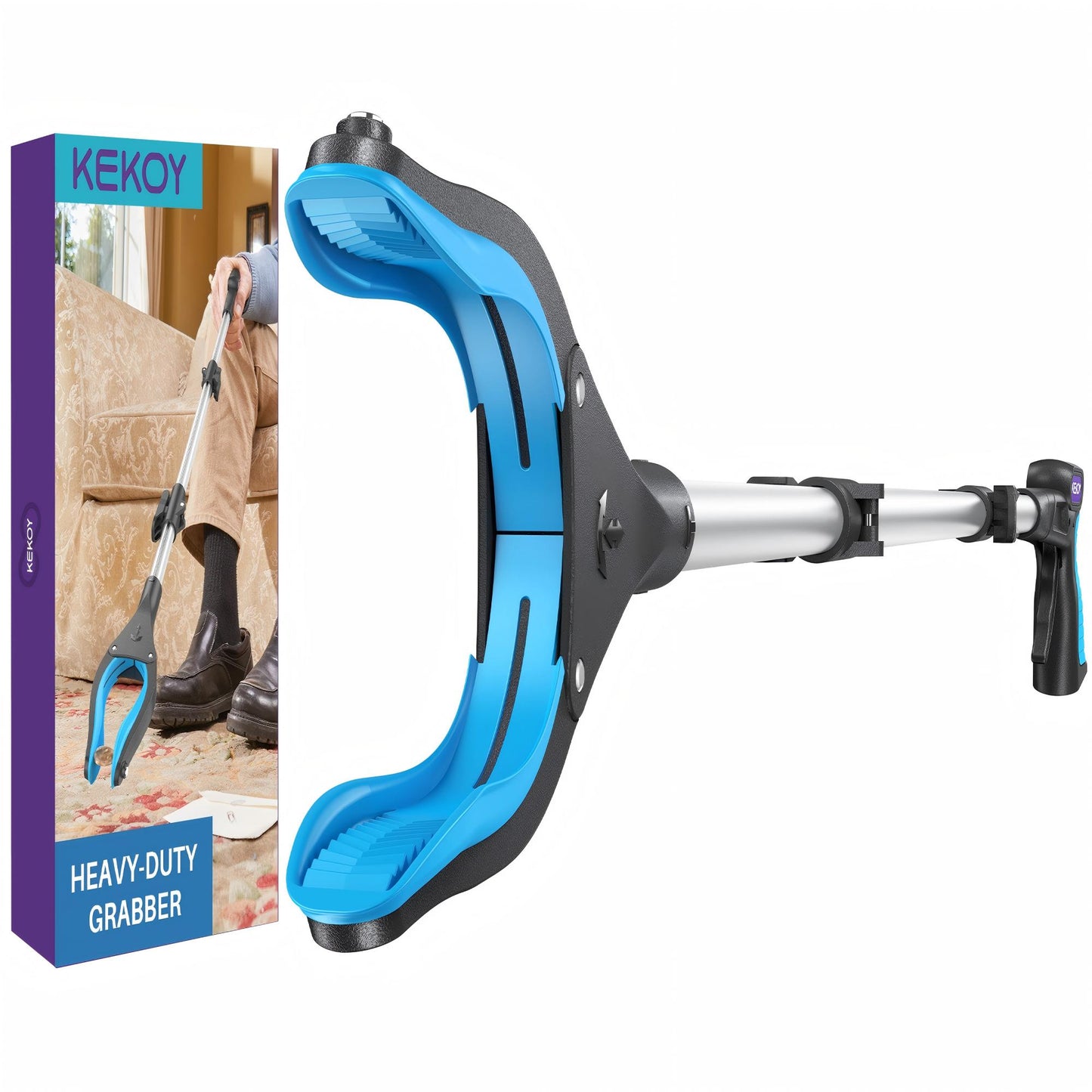 Kekoy Grabber Reaching Tool for Elderly, 40" Heavy Duty Reacher Grabber Pickup Tool , 4" Wide Extended Weed Gripper Claw with Magnet