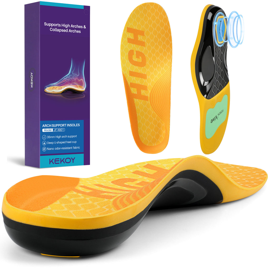 KEKOY Plantar Fasciitis Shoe Inserts for Men & Women, Heavy Duty Support 35mm High Arch Support Orthotic Insoles for High Arches, Collapsed Arch, Plantar Fasciitis