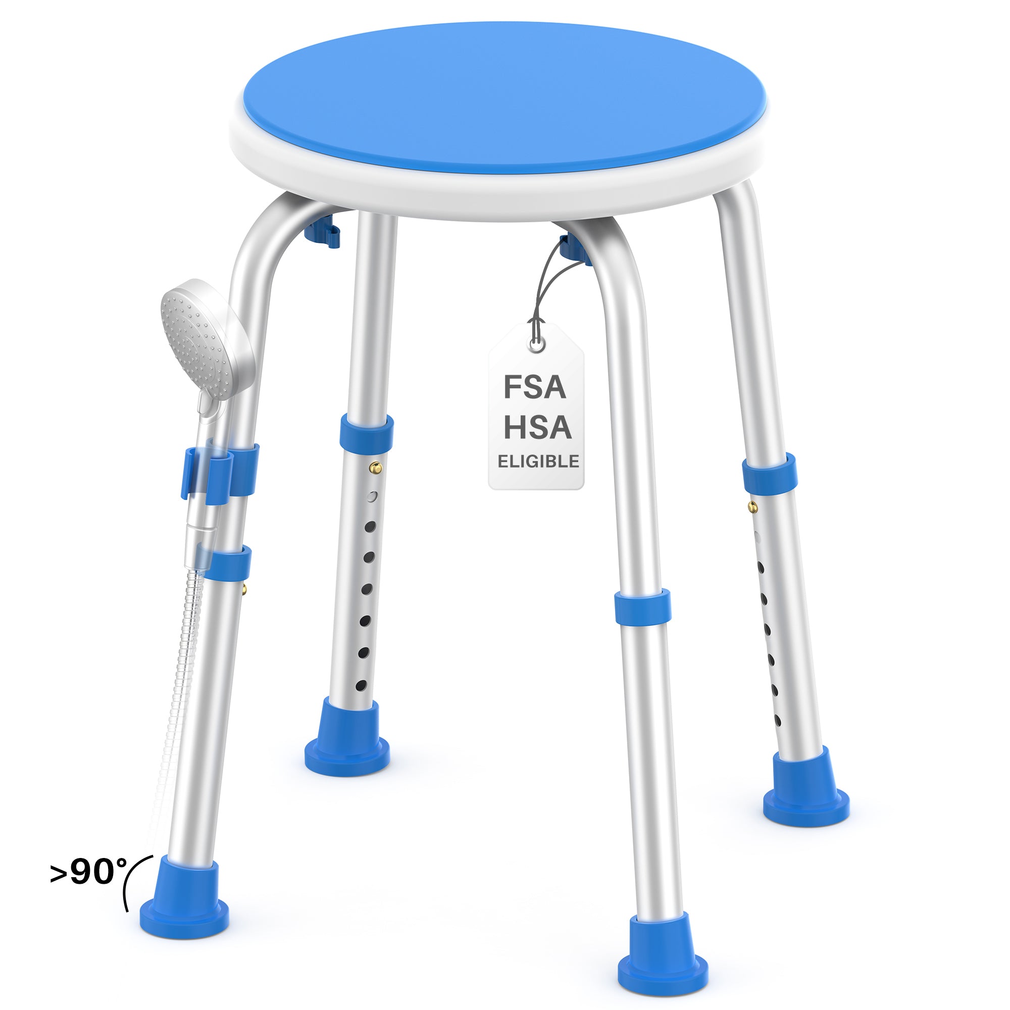 KEKOY Adjustable Shower Stool, FSA/HSA Eligible Bath Stools for Inside Shower Anti-Slip Round Plastic Upgraded Bathroom Seats,Tool-Free Bath Chairs for Seniors