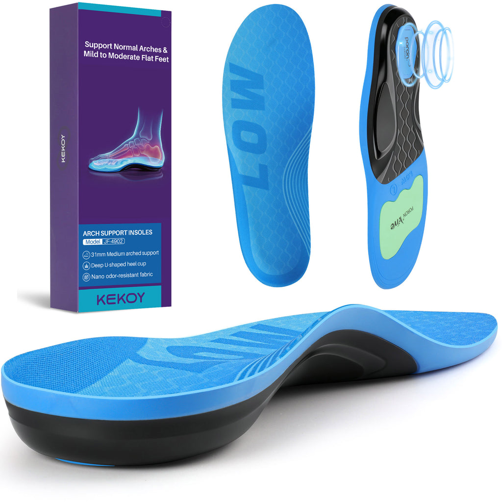 KEKOY 220+ lbs Heavy Duty Orthotic Insoles for Men & Women, 1.22" Medium Arch Support Shoe Inserts for Overpronation, Mild Flat Feet, Plantar Fasciitis Relief