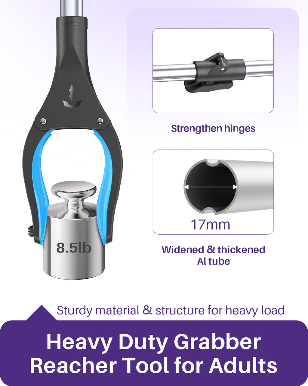 Kekoy Grabber Reaching Tool for Elderly, 40" Heavy Duty Reacher Grabber Pickup Tool , 4" Wide Extended Weed Gripper Claw with Magnet