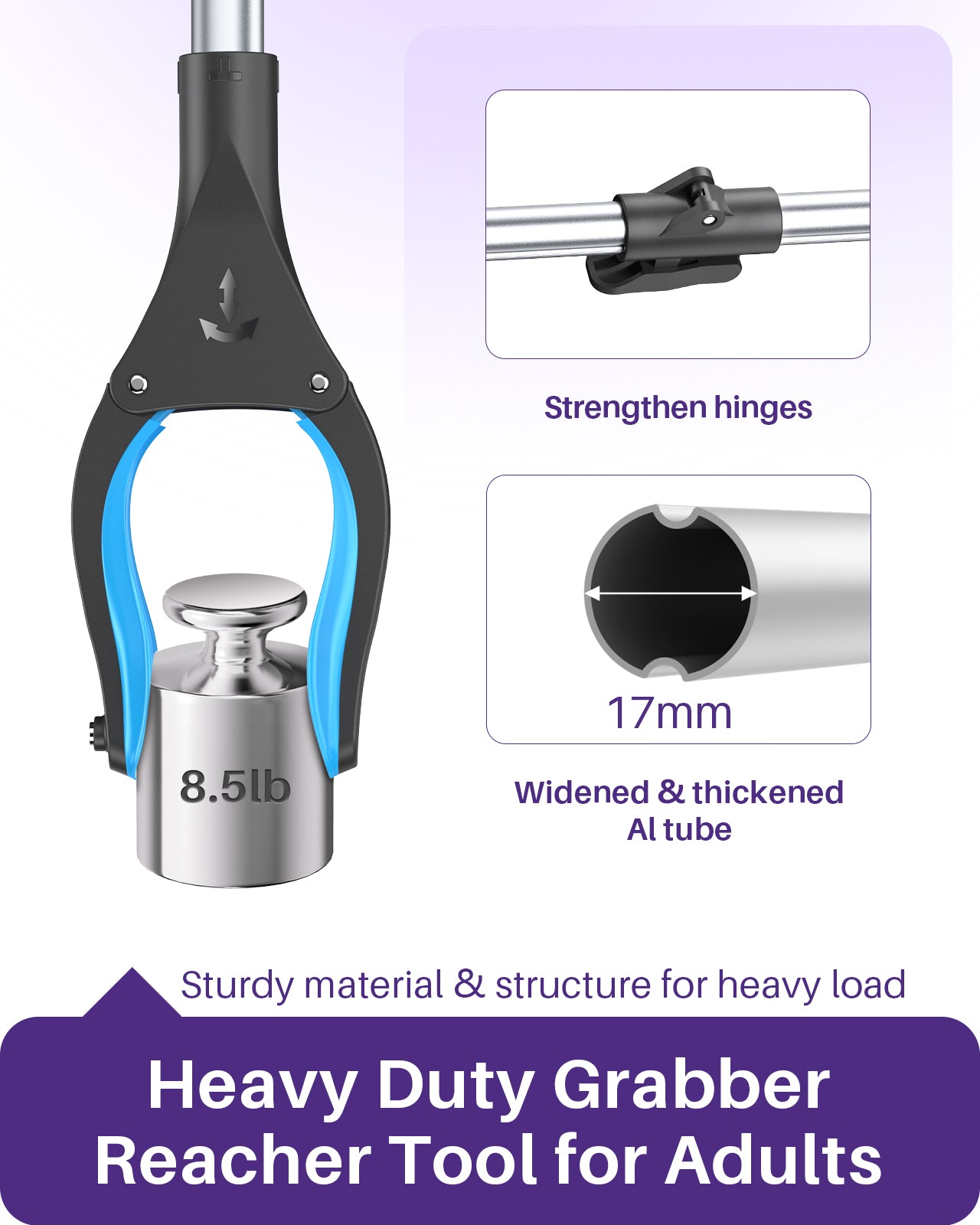 Kekoy Grabber Reaching Tool for Elderly, 40" Heavy Duty Reacher Grabber Pickup Tool , 4" Wide Extended Weed Gripper Claw with Magnet