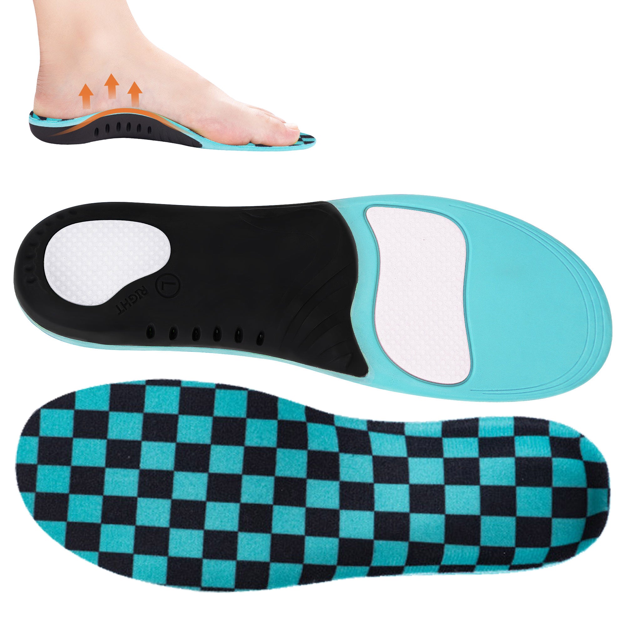 KEKOY Plantar Fasciitis Insoles, Heavy Duty High Arch Support Inserts, Flat Feet - Orthotic Foot Pain Relief Insoles for Men Women, XS