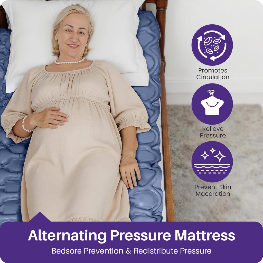 KEKOY Alternating Pressure Mattress with Quiet Electric Pump, Air Mattress for Bed Sore & Ulcer Prevention, Air Pad for Hospital Bed and Home Use, Blue