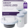 Kekoy Commode Liners with Absorbent Pads 60 Pack, Bedside Commode Liners, Unscented Commode Bags, Disposable Potty Liners Universal Fit for Home & Hospita