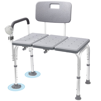 KEKOY Shower Transfer Bench for Bathtub 500LBs, FSA/HSA Eligible Tub Bath Shower Chair Seat, Height Adjustable Shower Stool for Elderly, Disabled, Grey