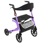 Kekoy Heavy-Duty Rollator Walker with Seat for Seniors – 500 lbs Walker for Seniors, Extra-Wide 19.5" Seat, Reinforced K-Frame, 10" TPR All-Terrain Wheels, Hidden Brake Cables, 8-Level Adjustable Height, Purple