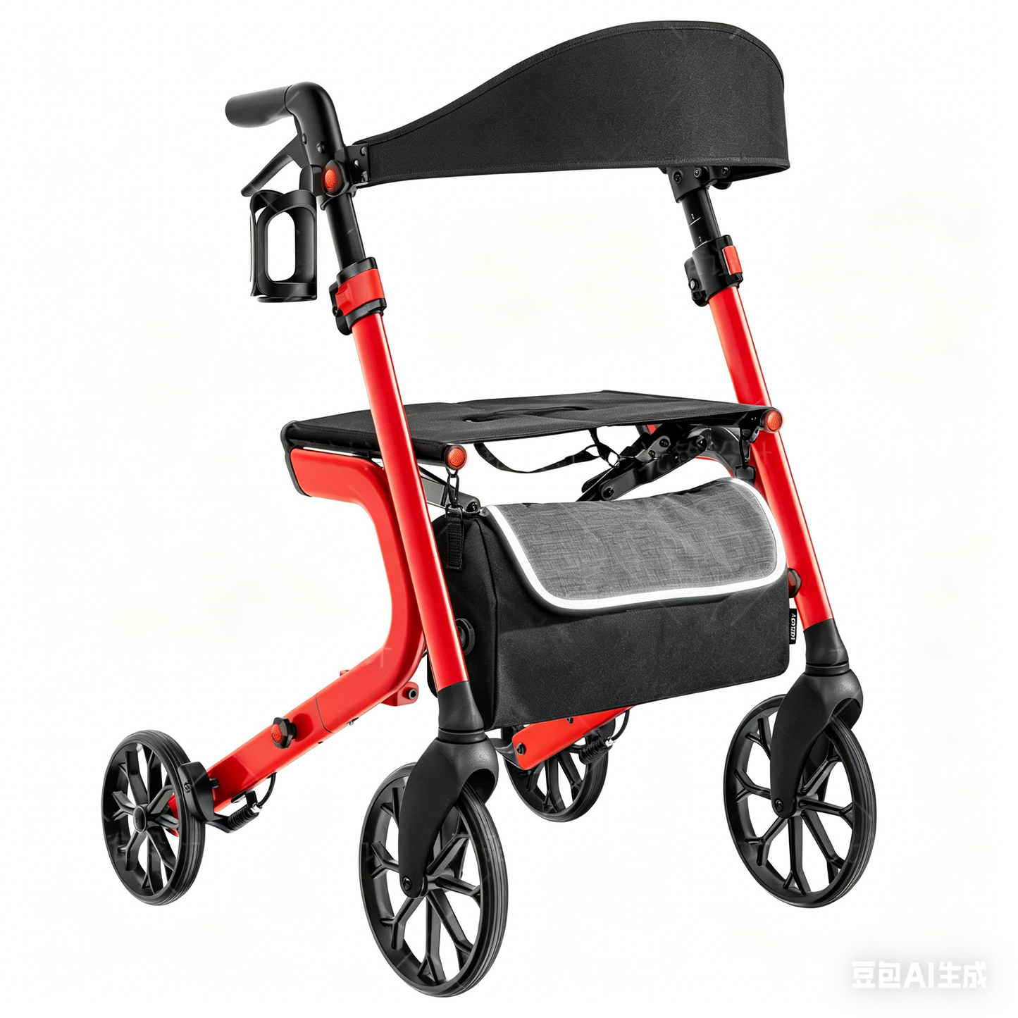 Kekoy Heavy-Duty Rollator Walker with Seat for Seniors – 500 lbs Walker for Seniors, Extra-Wide 19.5" Seat, Reinforced K-Frame, 10" TPR All-Terrain Wheels, Hidden Brake Cables, 8-Level Adjustable Height, Red