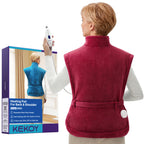 KEKOY Large Heating Pad for Back Pain Relief, Large 24"x33" Fast-Heating Pad for Neck and Shoulders with Auto Shut-Off, Soft & Machine Washable, Burgundy