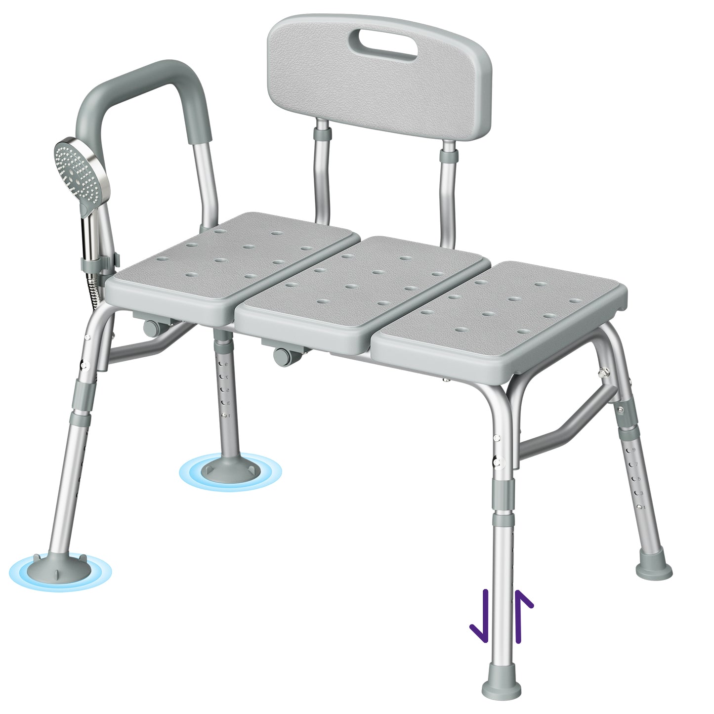 KEKOY Shower Transfer Bench for Bathtub 400LBs, FSA/HSA Eligible Tub Bath Shower Chair Seat, Height Adjustable Shower Stool for Elderly, Disabled, Grey