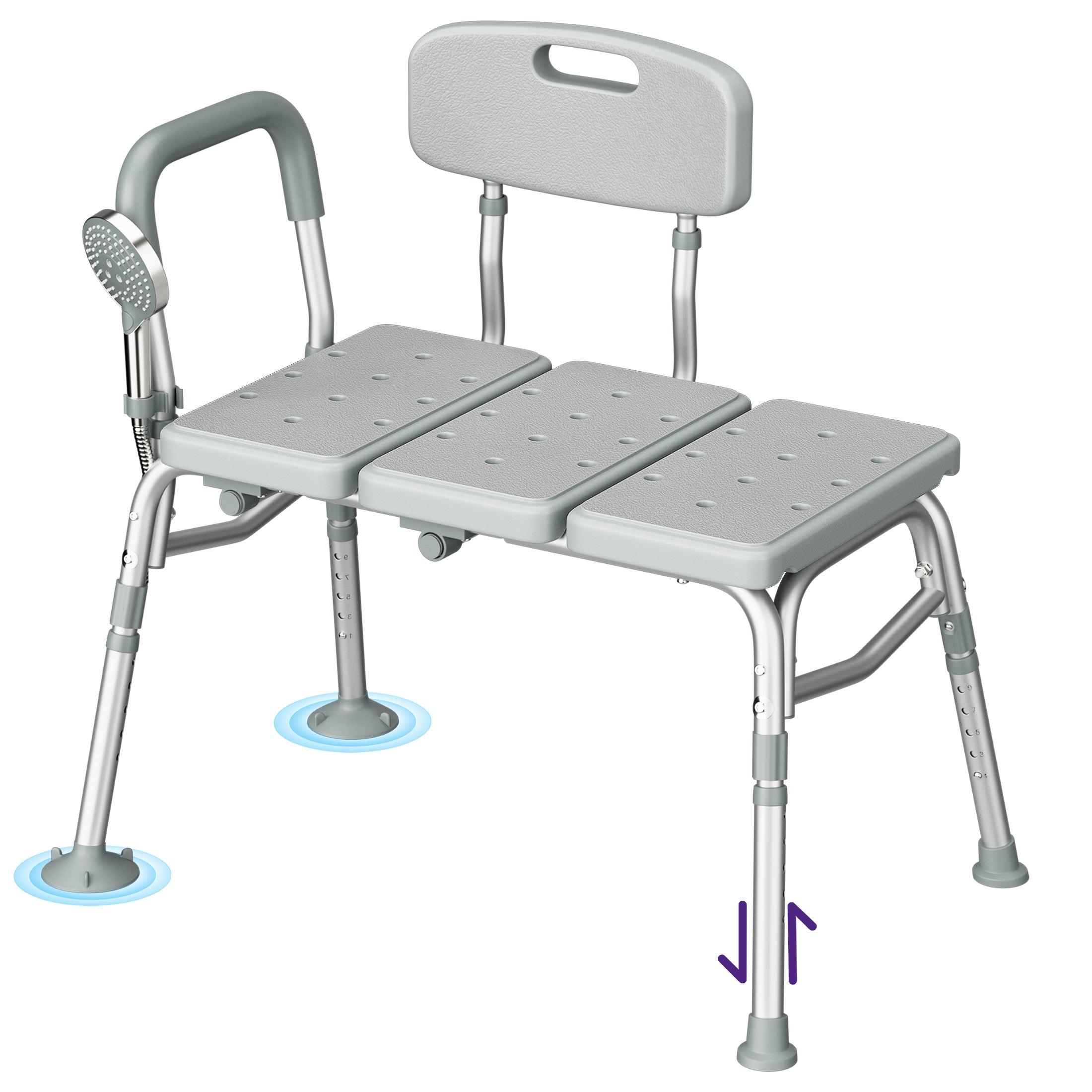 KEKOY Shower Transfer Bench for Bathtub 400LBs, FSA/HSA Eligible Tub Bath Shower Chair Seat, Height Adjustable Shower Stool for Elderly, Disabled, Grey