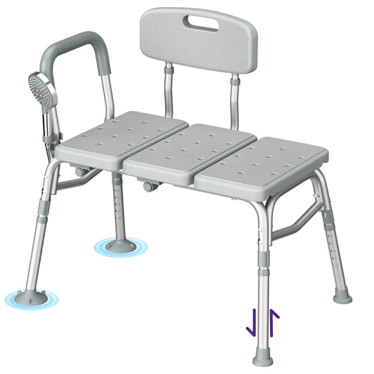 KEKOY Shower Transfer Bench for Bathtub 400LBs, FSA/HSA Eligible Tub Bath Shower Chair Seat, Height Adjustable Shower Stool for Elderly, Disabled, Grey