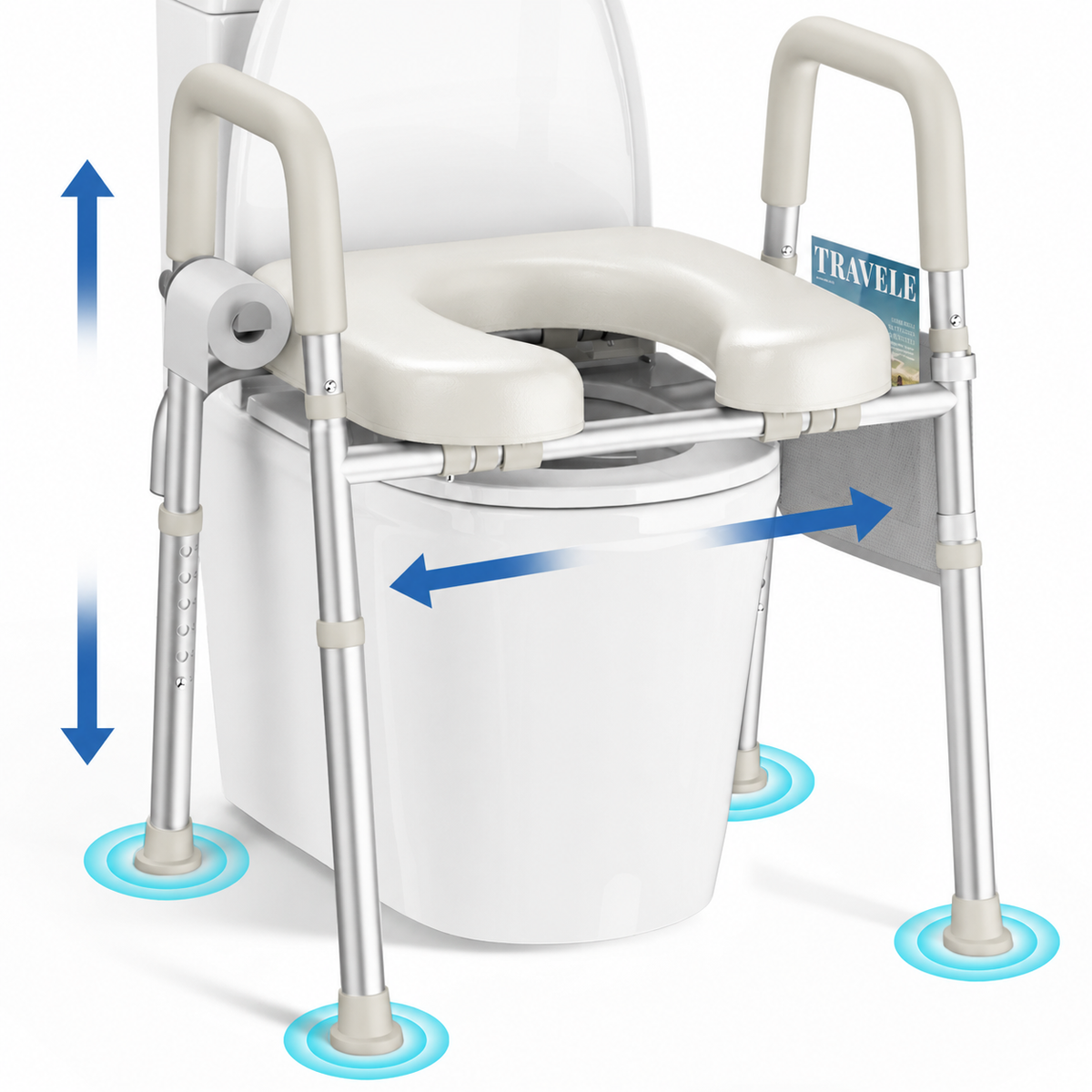 Kekoy Toilet Seat Riser for Seniors, Raised Toilet Seat with Handles, Fsa Hsa Eligible 400lb Elevated Toilet Risers, Tool-Free Assembly with Adjustable Height & Width