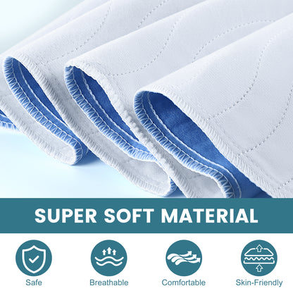 KEKOY 3 Pack Washable Bed Pads for Incontinence Reusable, 4 Layer Waterproof Absorbent Incontinence Bed Pads, Pee Pads for Adults, Dogs, Pets, 18*24"