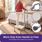 Kekoy 2 Step Stool for Adults and Seniors, 330 lb Metal Frame with Handle, Non-Slip Steps, 10 Height Settings, Motion-Activated LED for High Beds