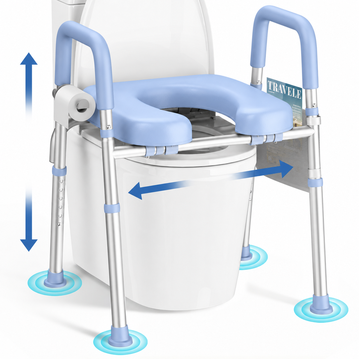 Kekoy Toilet Seat Riser for Seniors, Raised Toilet Seat with Handles, Fsa Hsa Eligible 400lb Elevated Toilet Risers, Tool-Free Assembly with Adjustable Height & Width