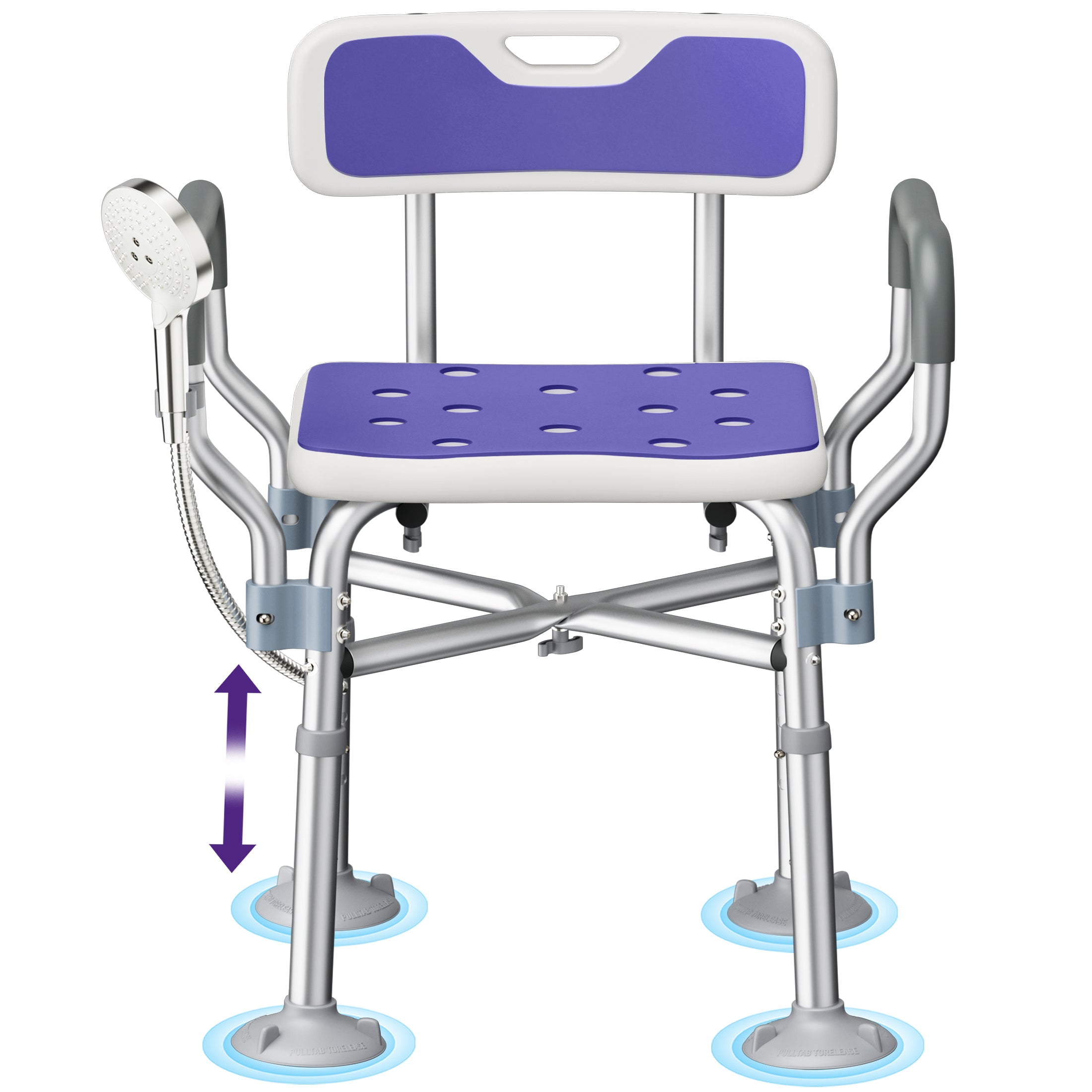 KEKOY Shower Chair with Back and Arms for Inside Shower, 550LBS Heavy Duty Shower Chair, 22.5" Extra Wide Space Between Armrests, Large Suction Feet, FSA/HSA Adjustable Shower Chair for Elderly
