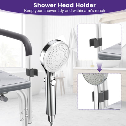 KEKOY Shower Transfer Bench for Bathtub 500LBs, FSA/HSA Eligible Tub Bath Shower Chair Seat, Height Adjustable Shower Stool for Elderly, Disabled, Grey