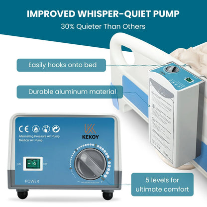 KEKOY Alternating Pressure Mattress with Quiet Electric Pump, Air Mattress for Bed Sore & Ulcer Prevention, Air Pad for Hospital Bed and Home Use, Beige