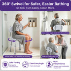 Kekoy Swivel Shower Chair, 360° Rotating Shower Seat with Backrest for Elderly and Disabled, Height Adjustable Tub Bench for Inside Shower Stool & Bath Tub Seat for Narrow Space