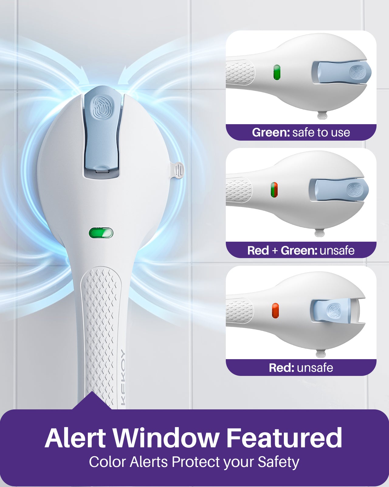 KEKOY Grab Bars for Bathroom, 17.5" Shower Handle Strong Suction up, Safety Bars for Shower, Shower Grab Bars for Seniors