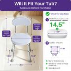 Kekoy Swivel Shower Chair, 360° Rotating Shower Seat with Backrest for Elderly and Disabled, Height Adjustable Tub Bench for Inside Shower Stool & Bath Tub Seat for Narrow Space