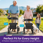 KEKOY Walkers for Seniors Foldable Mobility Rollator with Seat 350 lb, Adjustable Handles and Backrest Height, Adult Aluminum Rolling Walker, 8" Big Wheels, Yellow