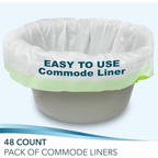 60 Pack Bedside Commode Liners for Portable Toilet Chair Bucket and Bedpan | Value Pack of 48 Disposable Waste Bags for Adults