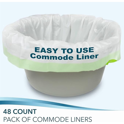 60 Pack Bedside Commode Liners for Portable Toilet Chair Bucket and Bedpan | Value Pack of 48 Disposable Waste Bags for Adults