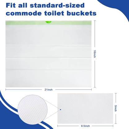 60 Pack Bedside Commode Liners for Portable Toilet Chair Bucket and Bedpan | Value Pack of 48 Disposable Waste Bags for Adults