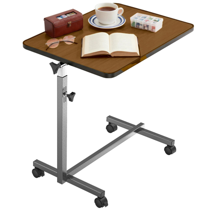 KEKOY Overbed Table for Elderly, Adjustable Overbed Bedside Table with Wheels, Tilt Table for Home and Hospital Use, Smooth Rolling, Stable Support Design