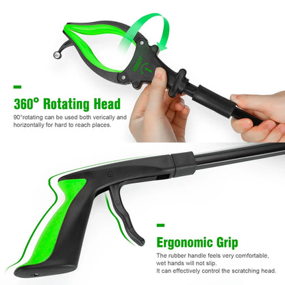 KEKOY 32" Foldable Reacher Grabber Tool with Light, FSA/HSA Eligible Trash Claw Grabber, Reaching Aid Tool for Trash Pick Up, Litter Picker, Green