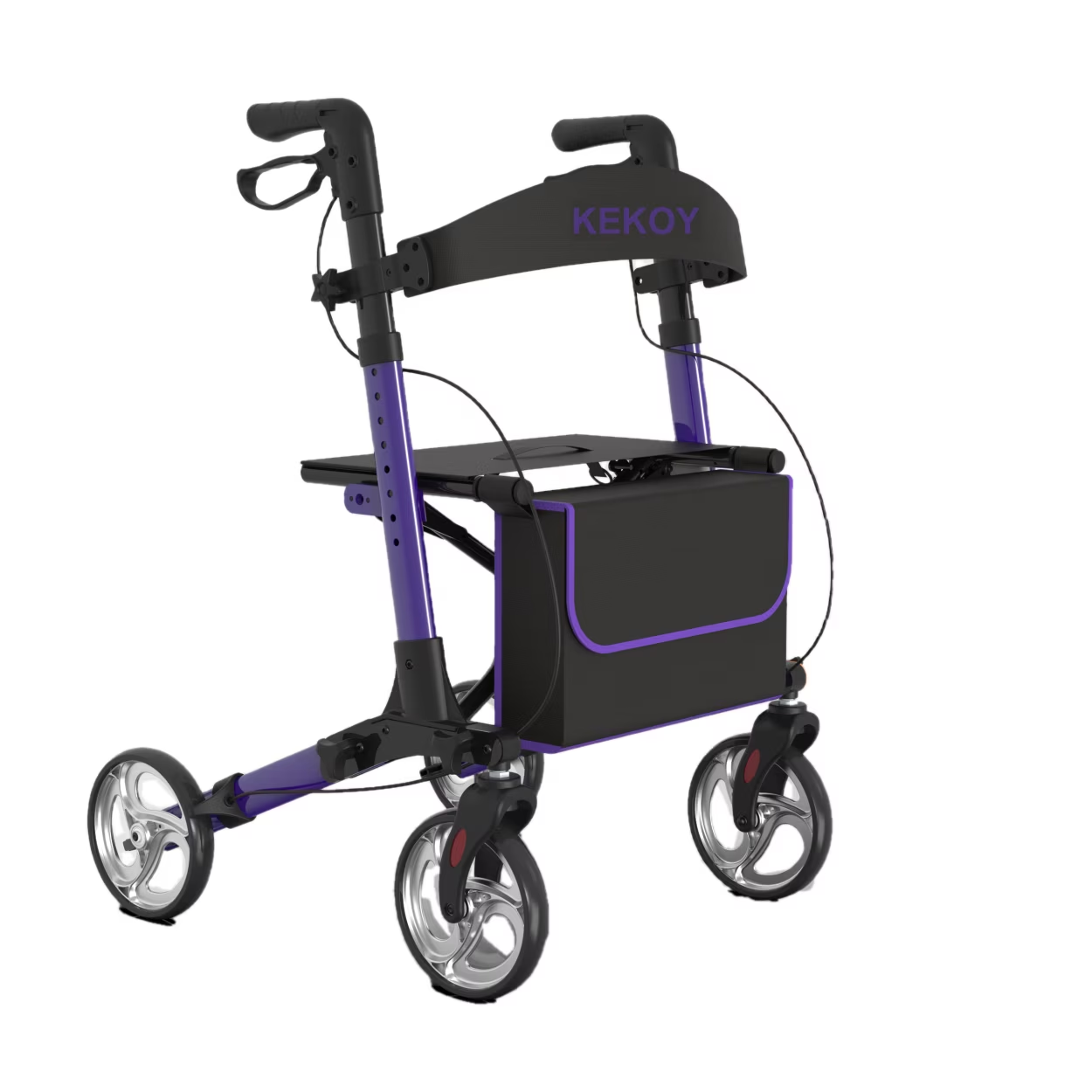 Kekoy Foldable Rollator Walkers for Seniors with Seat, Height Adjustable Handles, 350 lb Capacity, Walker for Mobility Impaired