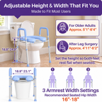 Kekoy Toilet Seat Riser for Seniors, Raised Toilet Seat with Handles, Fsa Hsa Eligible 400lb Elevated Toilet Risers, Tool-Free Assembly with Adjustable Height & Width