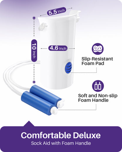 KEKOY 4.6inch Extra Wide Sock Helper with Foam Handles,Sock Aid Device for Seniors, Sock Aid Pull On