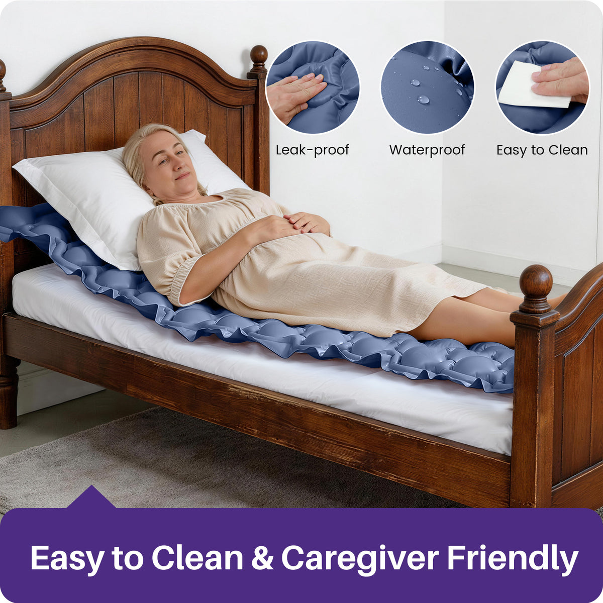 KEKOY Alternating Pressure Mattress with Quiet Electric Pump, Air Mattress for Bed Sore & Ulcer Prevention, Air Pad for Hospital Bed and Home Use, Blue