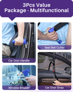 KEKOY 3 Pack Car Door Handle for Elderly, 4 in 1 Multifunctional Car Handle Assist with Car Window Breaker, Seat Belt Cutter and Automotive Standing Aid, Mobility Aids for Seniors